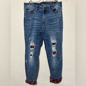 Buffalo plaid jeans